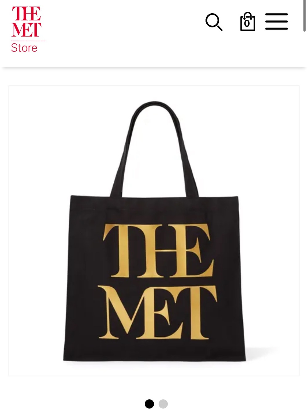 THE MET Gold Logo Canvas Black Tote Bag NWT